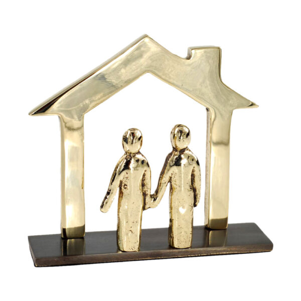 Metal card case Outline of a house with a couple