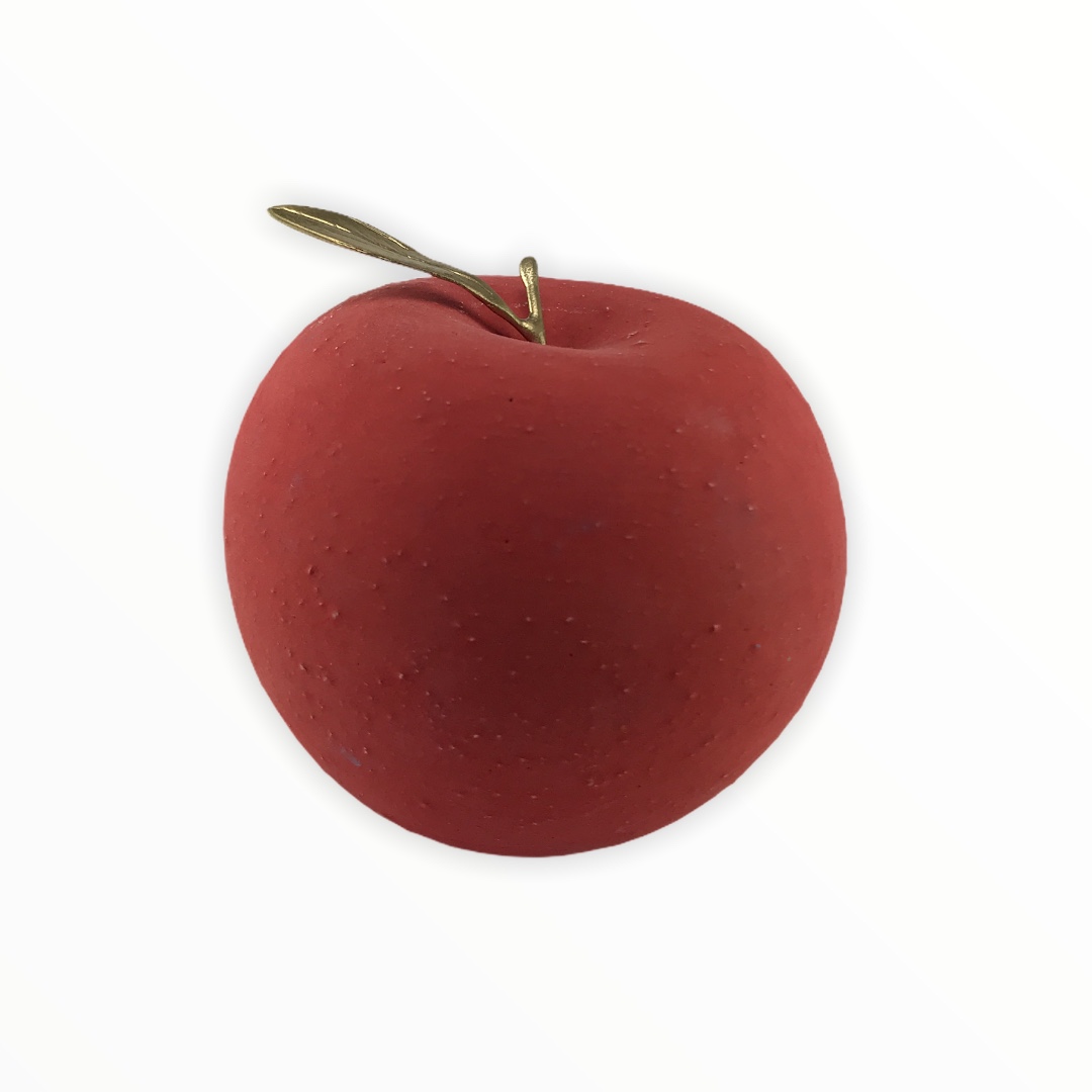 Κεραμικό κόκκινο μήλο με ορειχάλκινο φύλλο