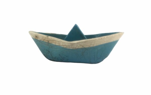 Γαλάζια κεραμική βάρκα raku-eartshop