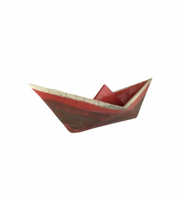 Κόκκινη κεραμική βάρκα raku-eartshop