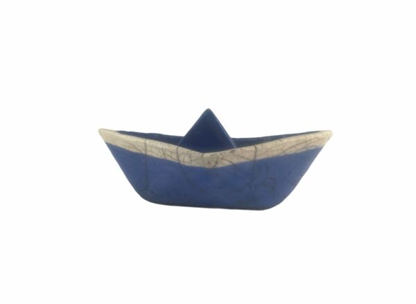 Μπλε μικρή κεραμική βάρκα raku-eartshop