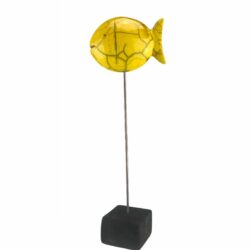 Raku Ψαράκι κεραμικό κίτρινο σε βάση