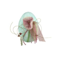 Blue ceramic egg with ribbon