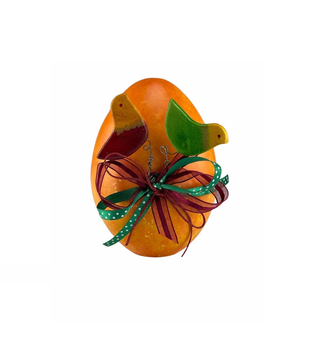 Ceramic Easter orange egg with birds