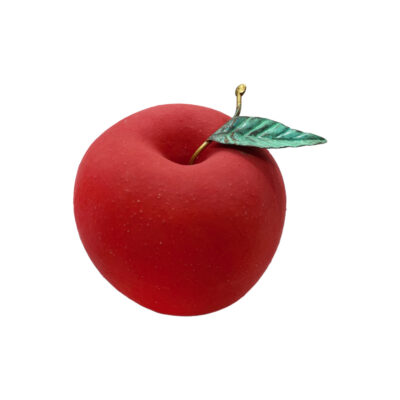 Κεραμικό κόκκινο μήλο με ορειχάλκινο φύλλο και πατίνα