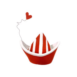 Καραβάκι κόκκινο ριγέ με καρδούλα κεραμικό