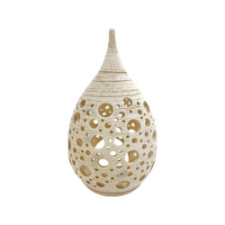 Φαναράκι "Δάκρυ" ασύμμετρο κεραμικό λευκό με μπεζ νερά No2