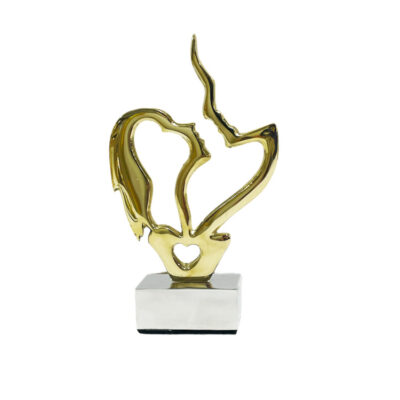 Metal sculpture “Subtractive Couple” Gold