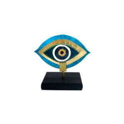Γυάλινο διακοσμητικό ματάκι γαλάζιο-χρυσό