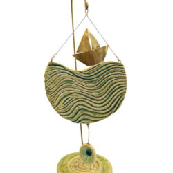 Metal boat with ceramic eye White 37cm.