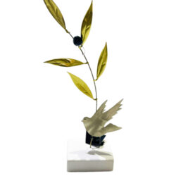 Κλαδί ελιάς χρυσό με περιστέρι ασημί 26εκ.
