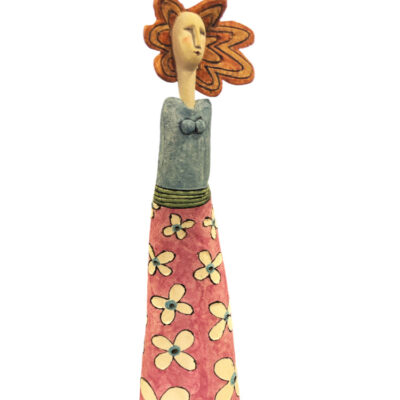 Ceramic combed lady with colour figure Stoneware.