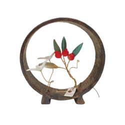 Στρογγυλή κεραμική βάση με γλάρους και ρόδι