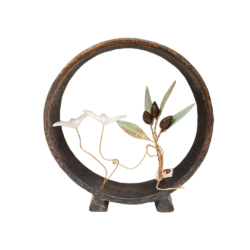 Στρογγυλή κεραμική βάση με γλάρους και ελιά