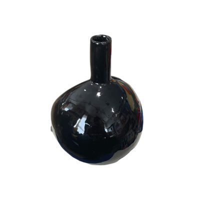 Μαύρο κεραμικό βάζο σε σχήμα φουσκωμένο μπαλόνι