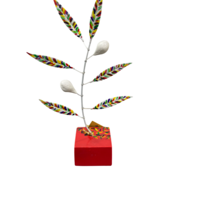 Μεταλλικό χρωματιστό δέντρο ελιάς με δύο καρπούς