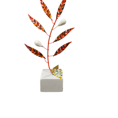 Μεταλλικό χρωματιστό δέντρο ελιάς με δύο καρπούς