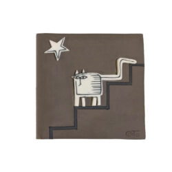 Καδράκι κεραμικό επιτοίχιο " γάτα στα σκαλιά".