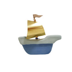Καράβι μπλέ με χρυσό κατάρτι 12εκ.