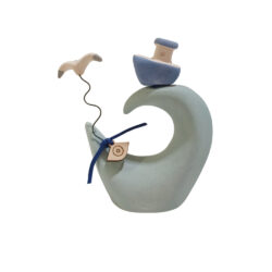 Boat on a wave with a seagull 12cm.