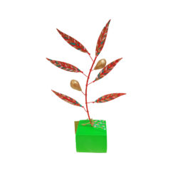 Metallic colored olive tree with two fruits