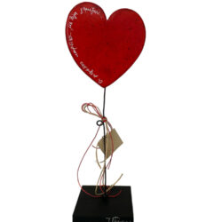 Κεραμική καρδιά με ευχή σε ξύλινη βάση 35 εκ.