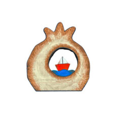 Wooden pomegranate with boat