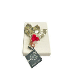 Ασημένια φύλλα με γκι 9 εκ.