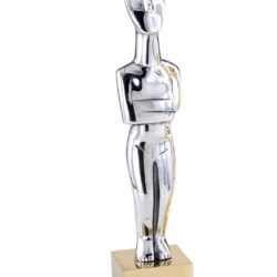 Metal decoration "Male Cycladic Figure" Silver with gold base.