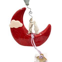 Ζευγάρι με μπαλόνι πάνω σε κόκκινο φεγγάρι V