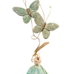 Πεταλούδες κεραμικές γαλάζιες σε βάση