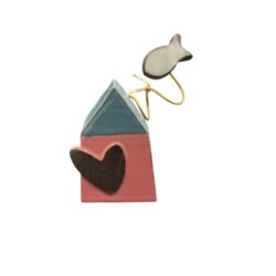 Σπιτάκι κεραμικό με καρδιά και ψαράκι 10 εκ.