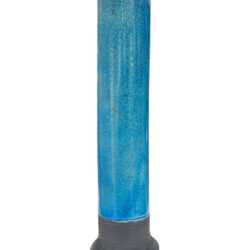 Raku Ceramic turquoise cylinder vase 29 cm.