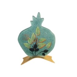 Ρόδι γυάλινο με ελιά σε χρυσή βάση 11εκ.