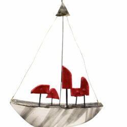 ''Καράβι κεραμικό με κόκκινα πανιά 25,5 εκ.''