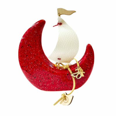 Καράβι κόκκινο με υφασμάτινο κατάρτι 12εκ.