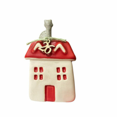 Σπίτι κεραμικό 14 εκ. με γούρι του 26′ και γάτα