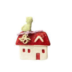 Σπίτι κεραμικό 8 εκ. με γούρι του 26' και γάτα