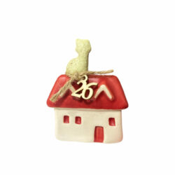 Σπίτι κεραμικό 8 εκ. με γούρι του 26' και γάτα ΙΙ