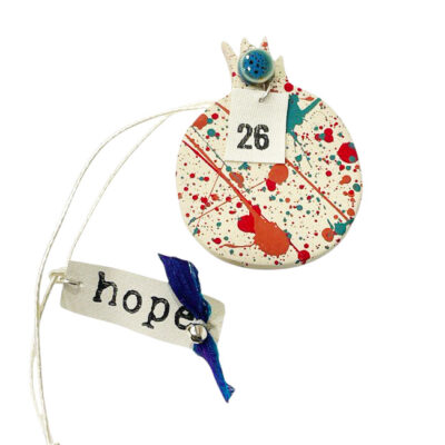 Κεραμική ροδιά abstract με γούρι του 26΄ με ευχή 7εκ. ΙΙI