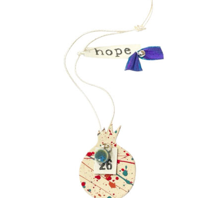 Κεραμική ροδιά abstract με γούρι του 26΄ με ευχή ΙΙ