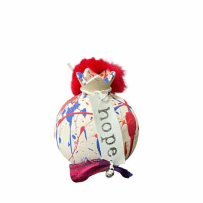 Κεραμικό Ρόδι abstract με γούρι του 26΄ 8εκ. με ευχή VI