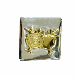 Μεταλλικό διακοσμητικό "Χρυσά ρόδια σε ασημένια πλακέτα"