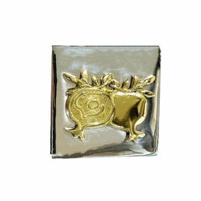 Μεταλλικό διακοσμητικό “Χρυσά ρόδια σε ασημένια πλακέτα”