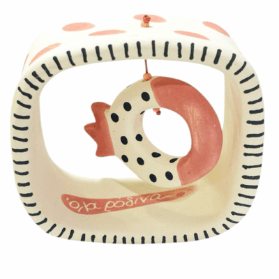 Κεραμικό γούρι σε stand με ευχή : ΄΄ όλα ρόδινα΄΄