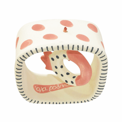 Κεραμικό γούρι σε stand με ευχή : ΄΄ όλα ρόδινα΄΄