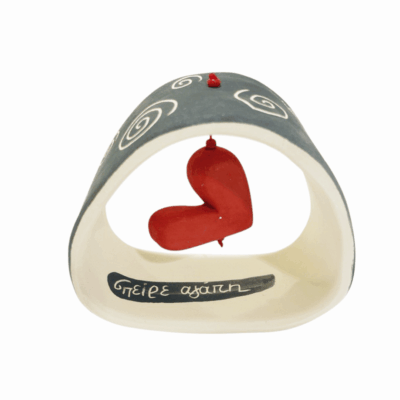 Κεραμικό γούρι σε stand με ευχή : ΄΄ σπείρε αγάπη΄΄