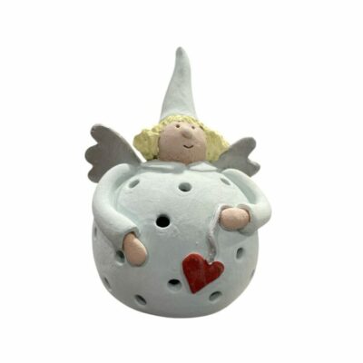 Νεράιδα-Φαναράκι σιέλ με καρδιά κεραμική